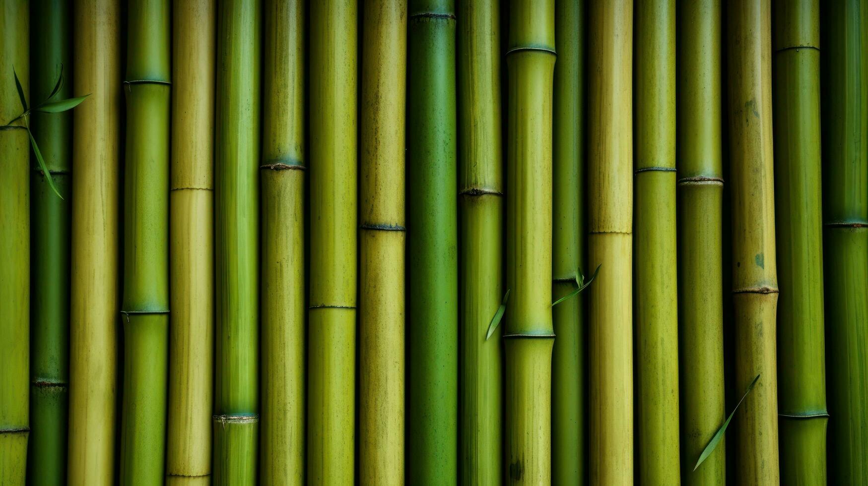 AI generated Green bamboo texture for interior or exterior design, bamboo fence texture background. photo
