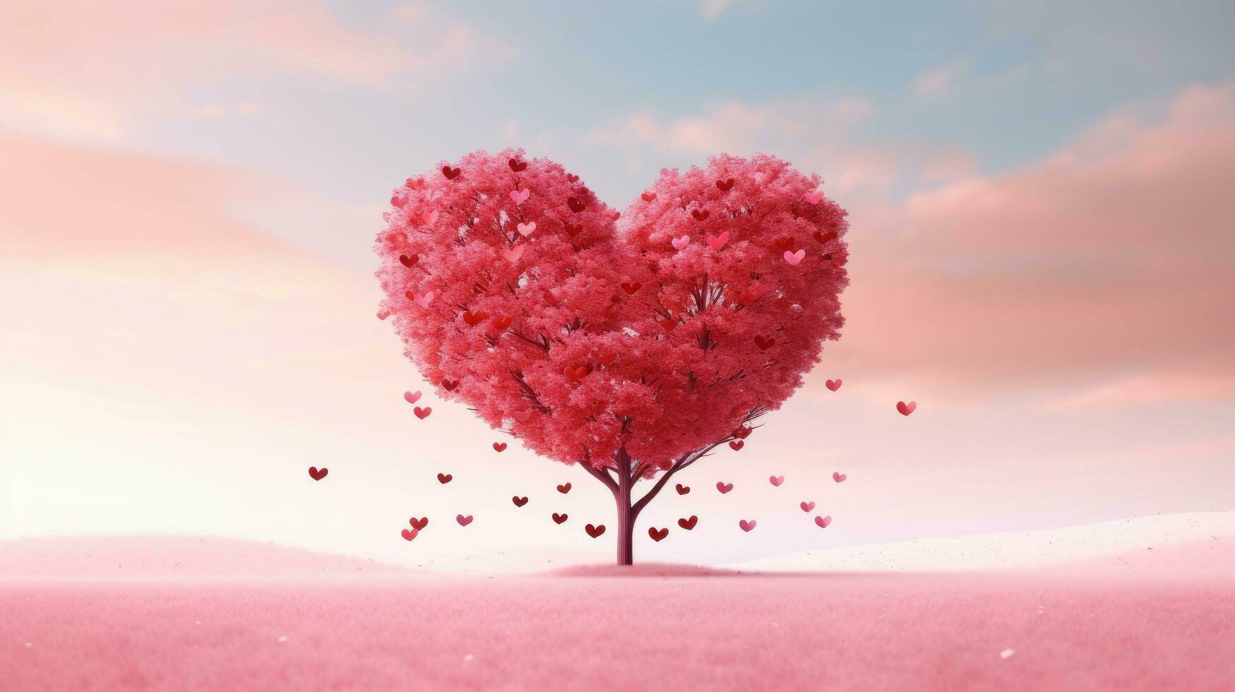 AI generated Red heart on blurred background. Valentines greeting card invitation, Happy valentine's day wallpaper photo