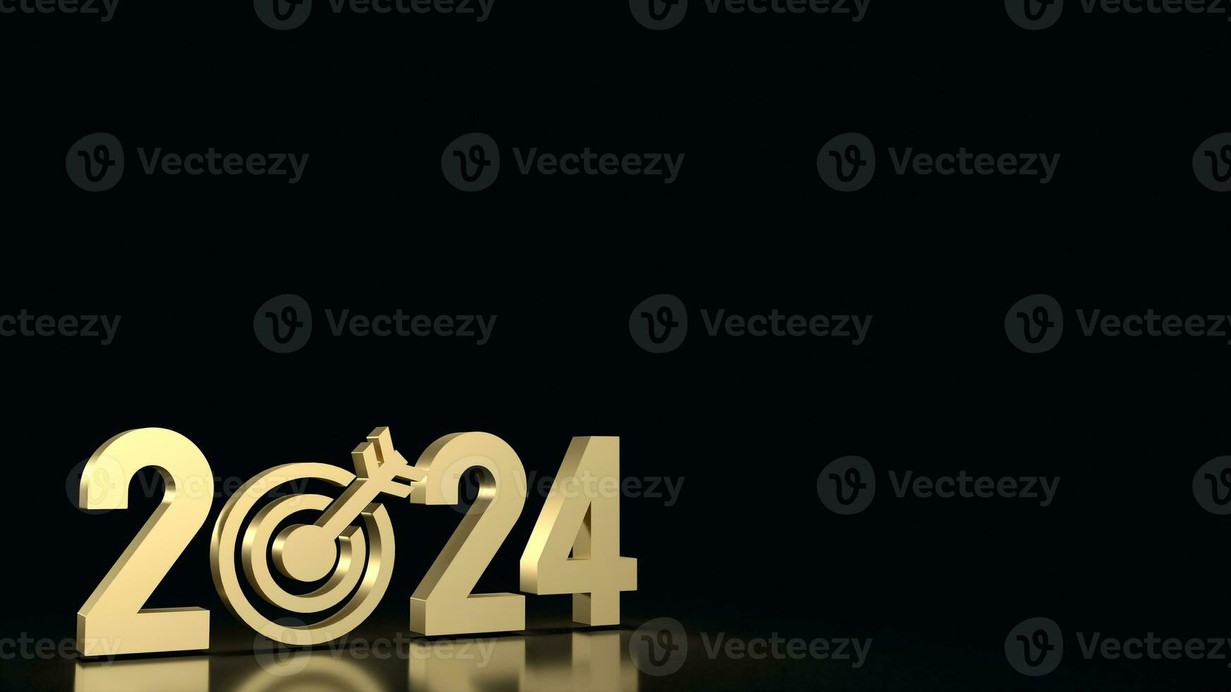 The 2024 gold text and  target icon for Business concept 3d rendering. photo