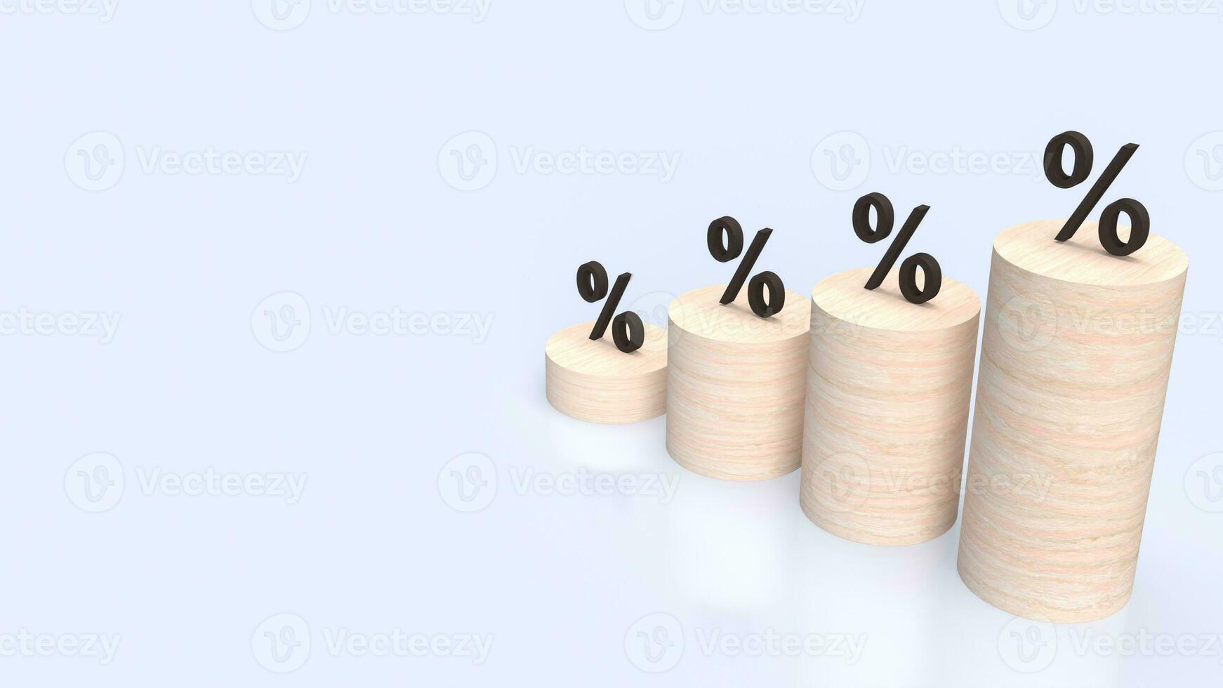 The percent wood bar chart for Business concept 3d rendering. photo