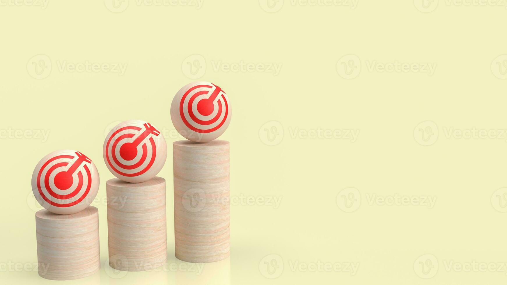 The target icon ball  on wood bar chart for Business concept 3d rendering. photo