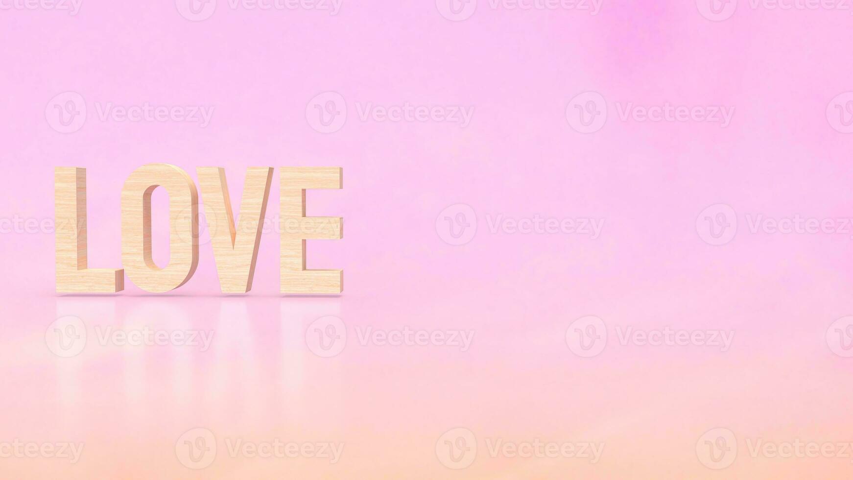 The wood Love on pink background  3d rendering photo