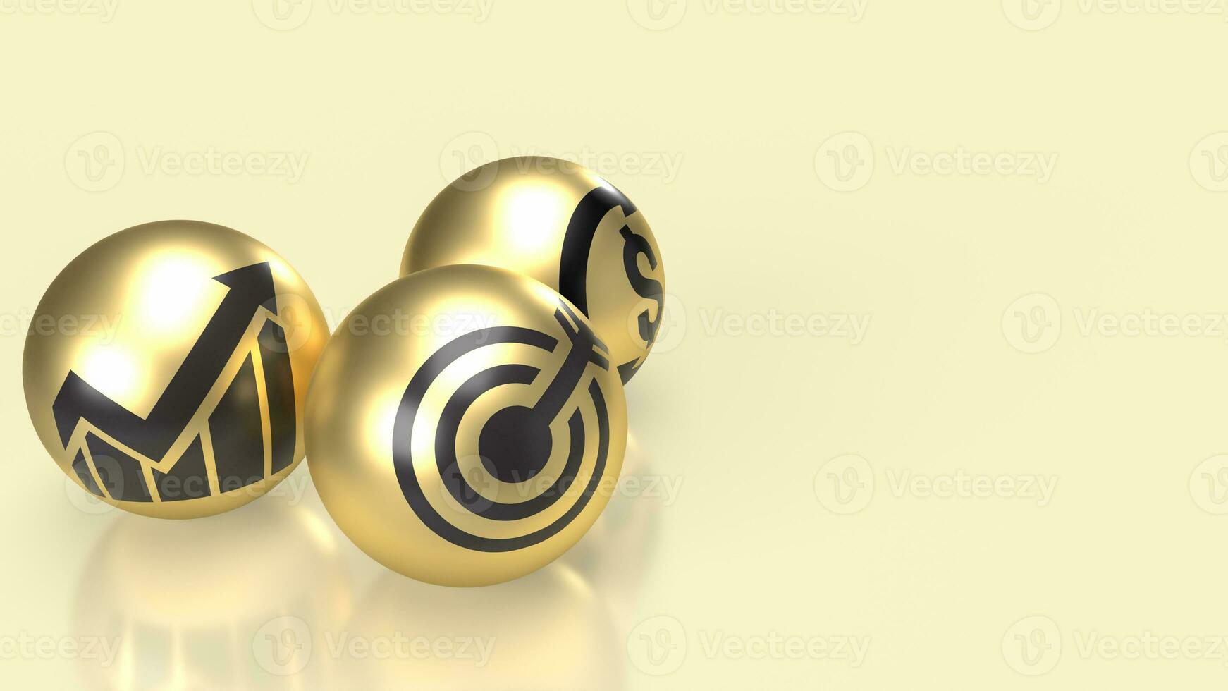 The  target icon on gold ball for Business concept 3d rendering. photo