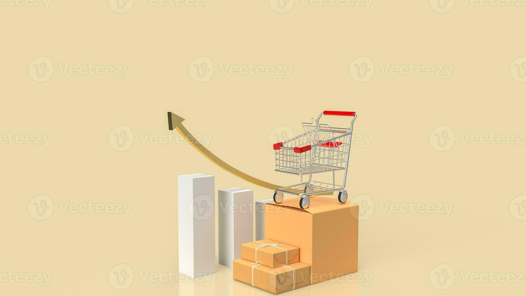 el Envío caja y gráfico para compras en línea o transporte concepto 3d representación. foto