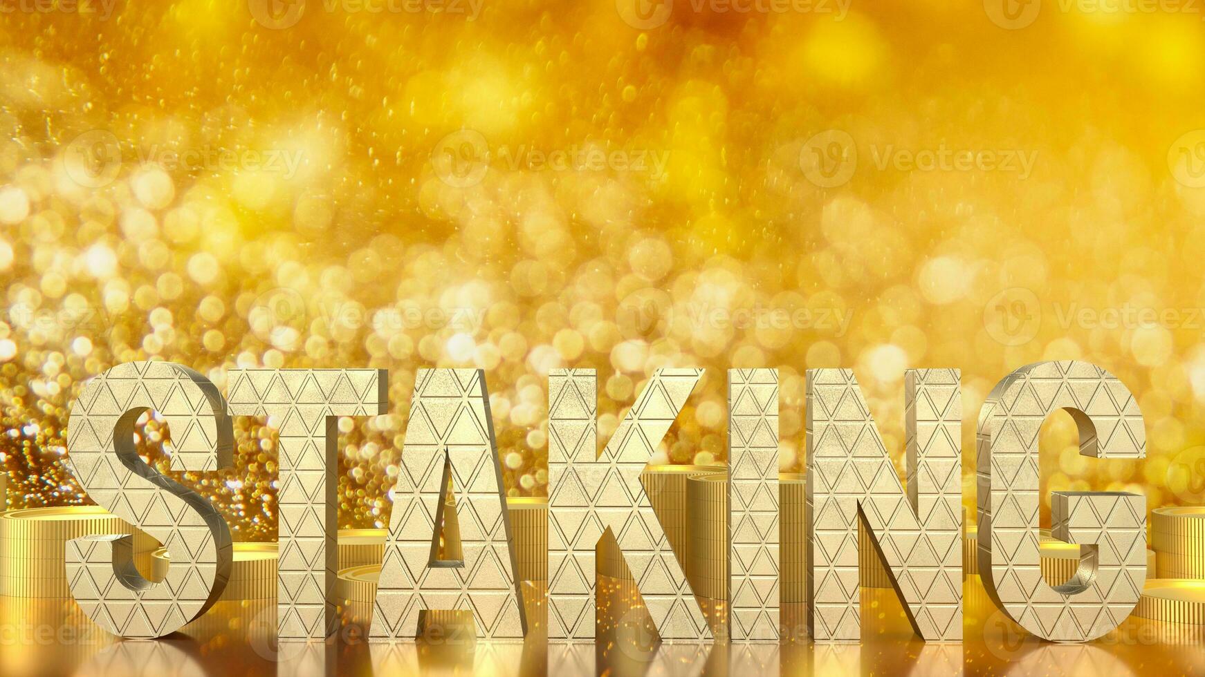 The staking text refers to the process of actively participating in a