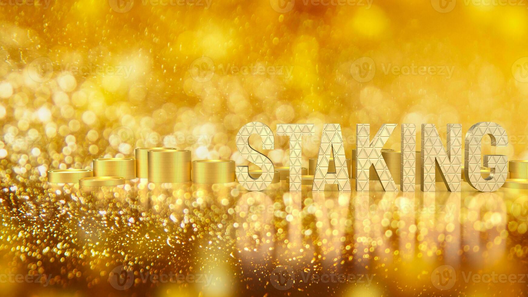 The staking text refers to the process of actively participating in a blockchain network  3d rendering. photo