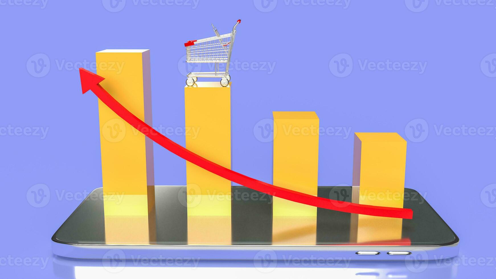 The super market cart and chart Business 3d rendering. photo