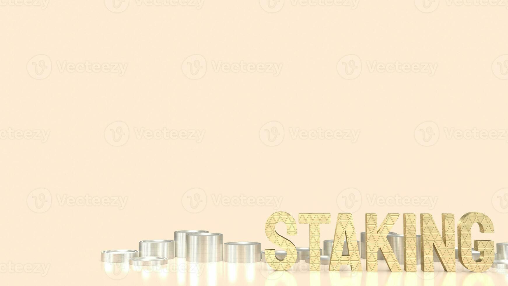 The staking text refers to the process of actively participating in a blockchain network  3d rendering. photo