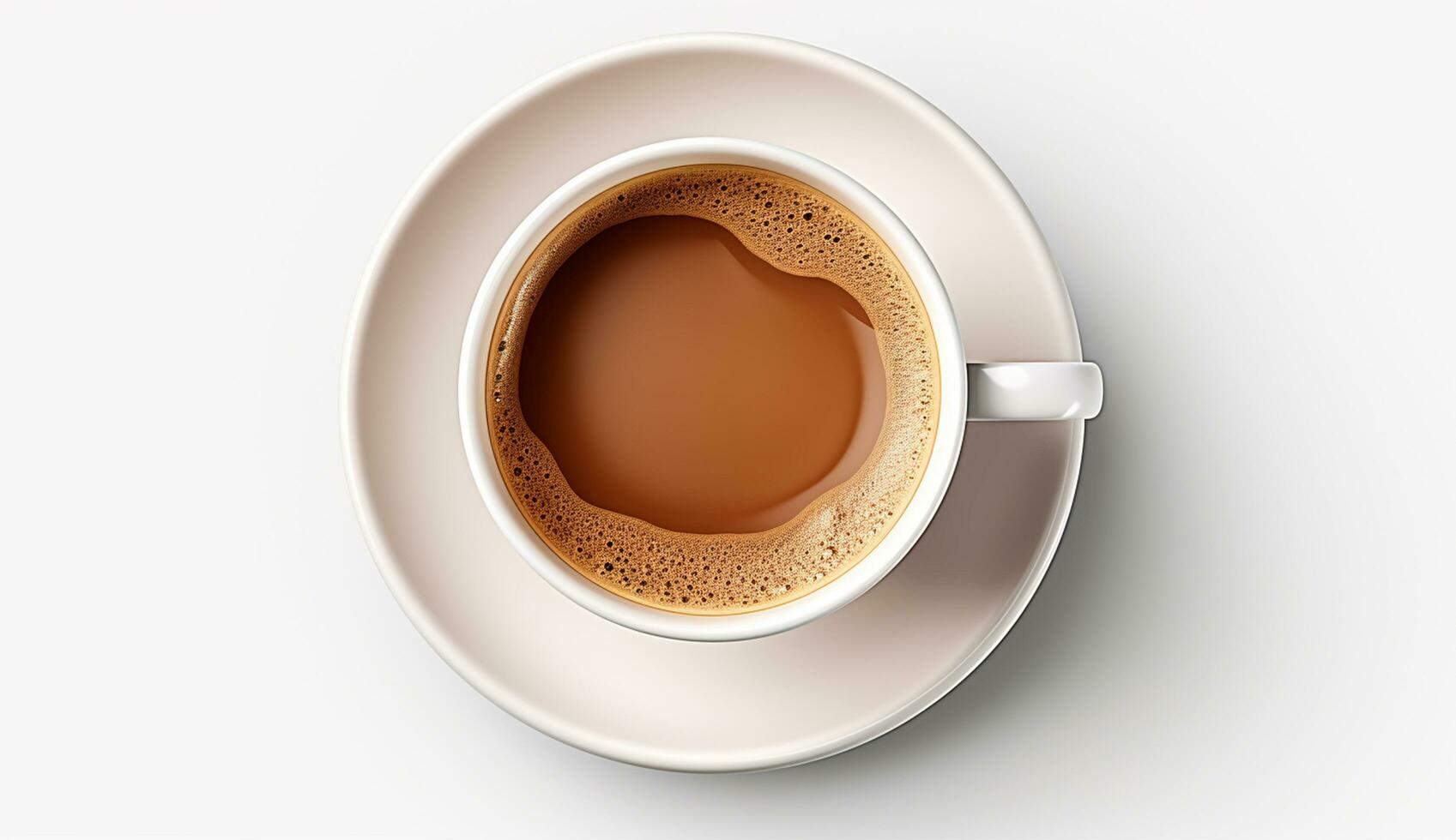 AI generated Cup of flat lay coffee on the table with tulip background photo