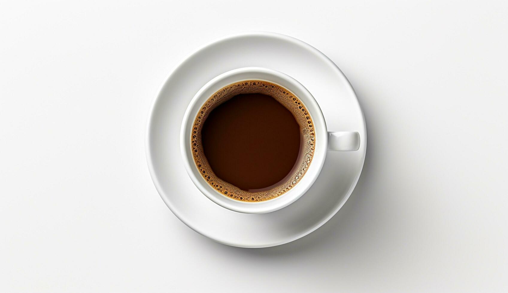 AI generated Cup of flat lay coffee on the table with tulip background photo