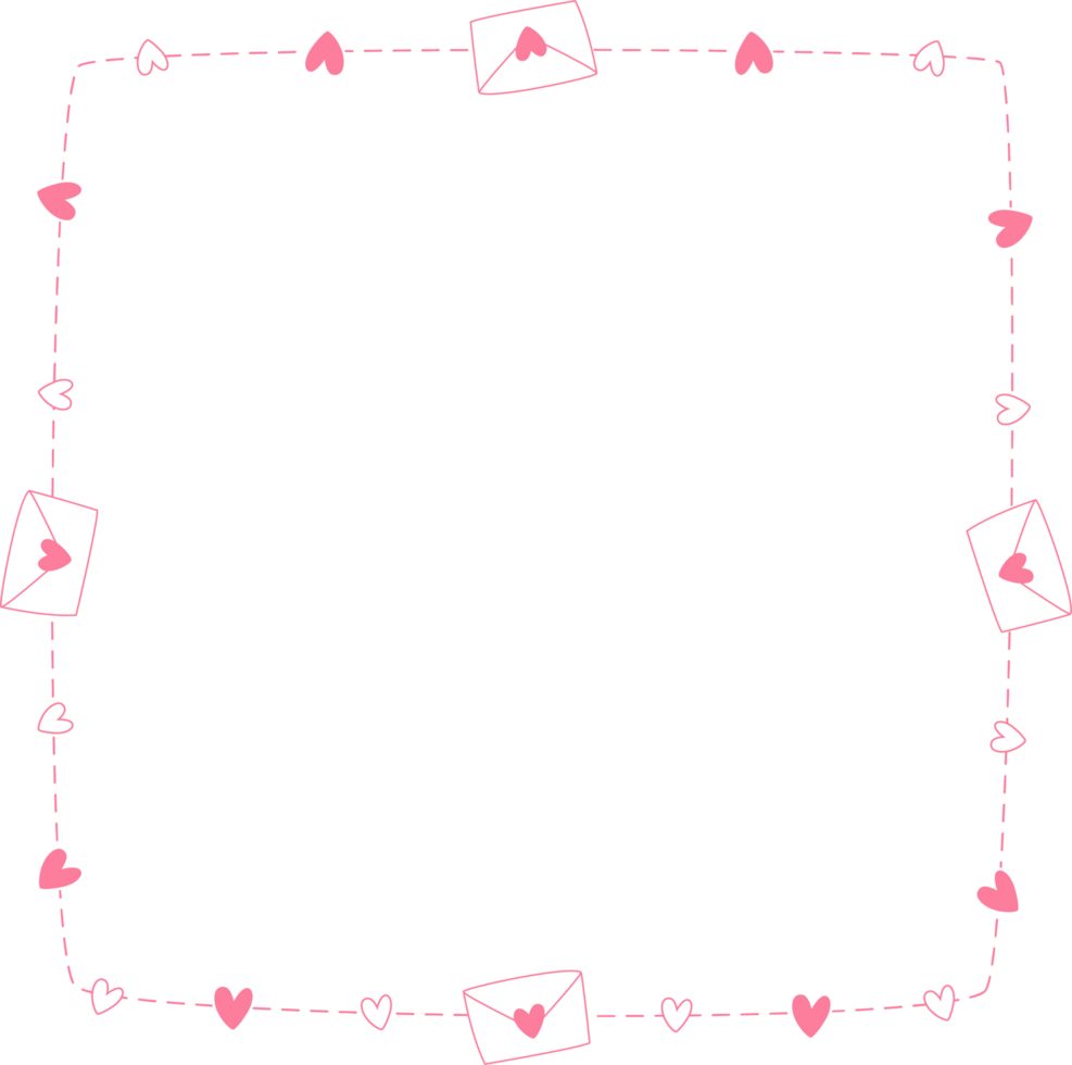 pink heart frame corner border card for decoration valentine wedding love festival png