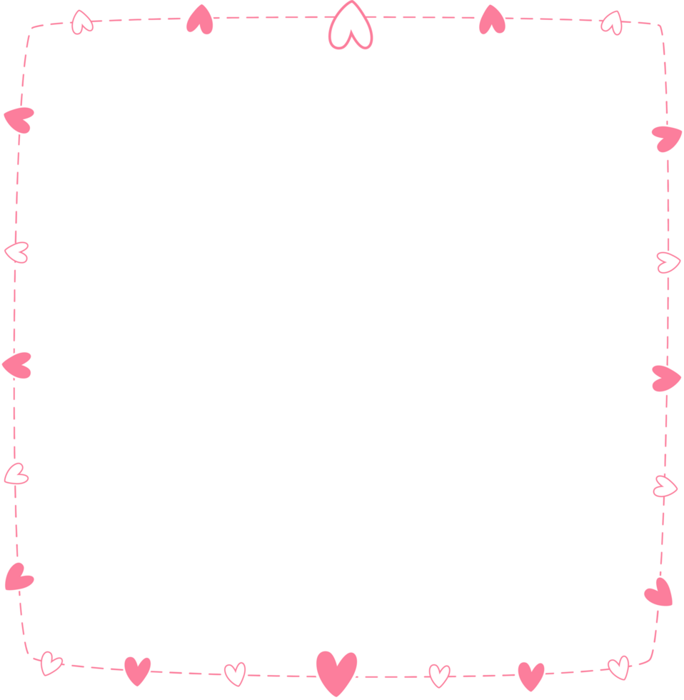 pink heart frame corner border card for decoration valentine wedding love festival png