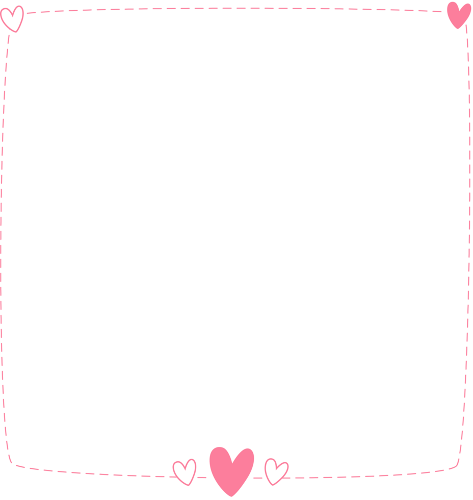 pink heart frame corner border card for decoration valentine wedding love festival png