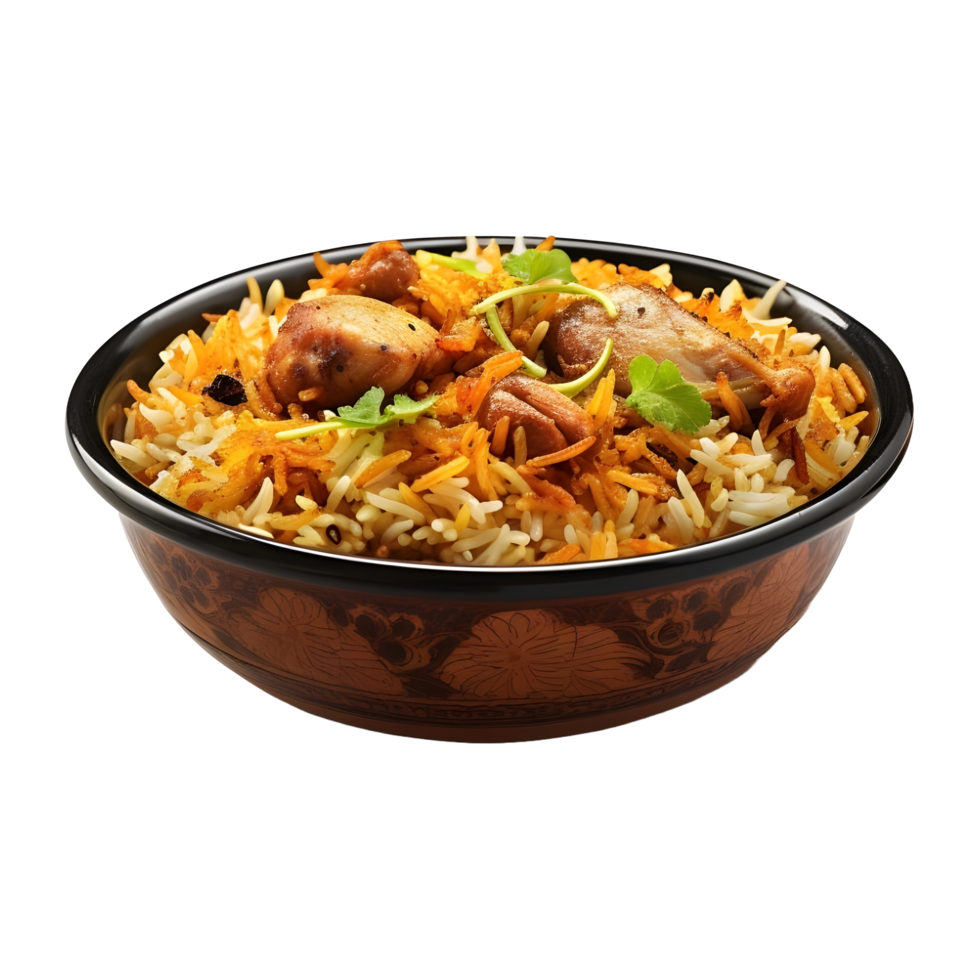 ai gerado Biryani dentro uma prato em transparente fundo - ai gerado png