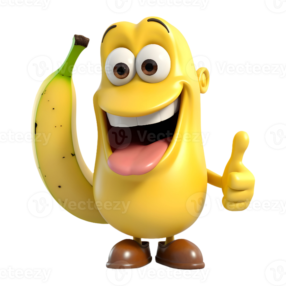 AI generated Funny Banana Cartoon on Transparent background - Ai Generated png