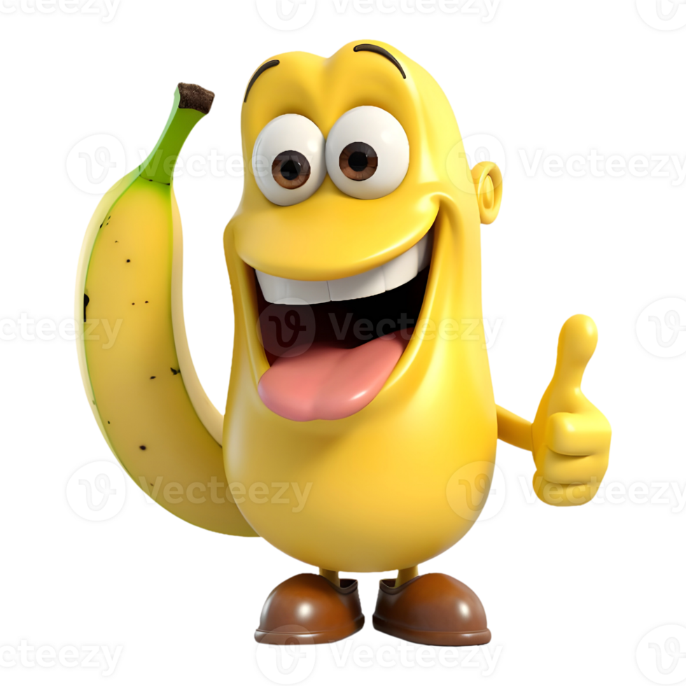 ai gegenereerd grappig banaan tekenfilm Aan transparant achtergrond - ai gegenereerd png