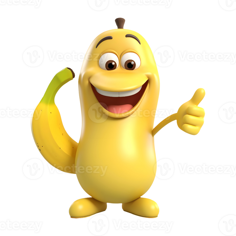 AI generated Funny Banana Cartoon on Transparent background - Ai Generated png