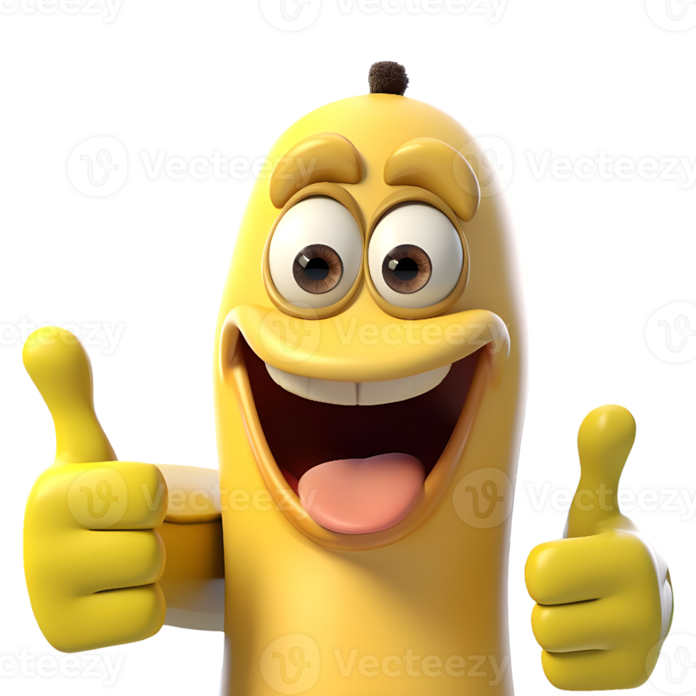 AI generated Funny Banana Cartoon on Transparent background - Ai Generated png