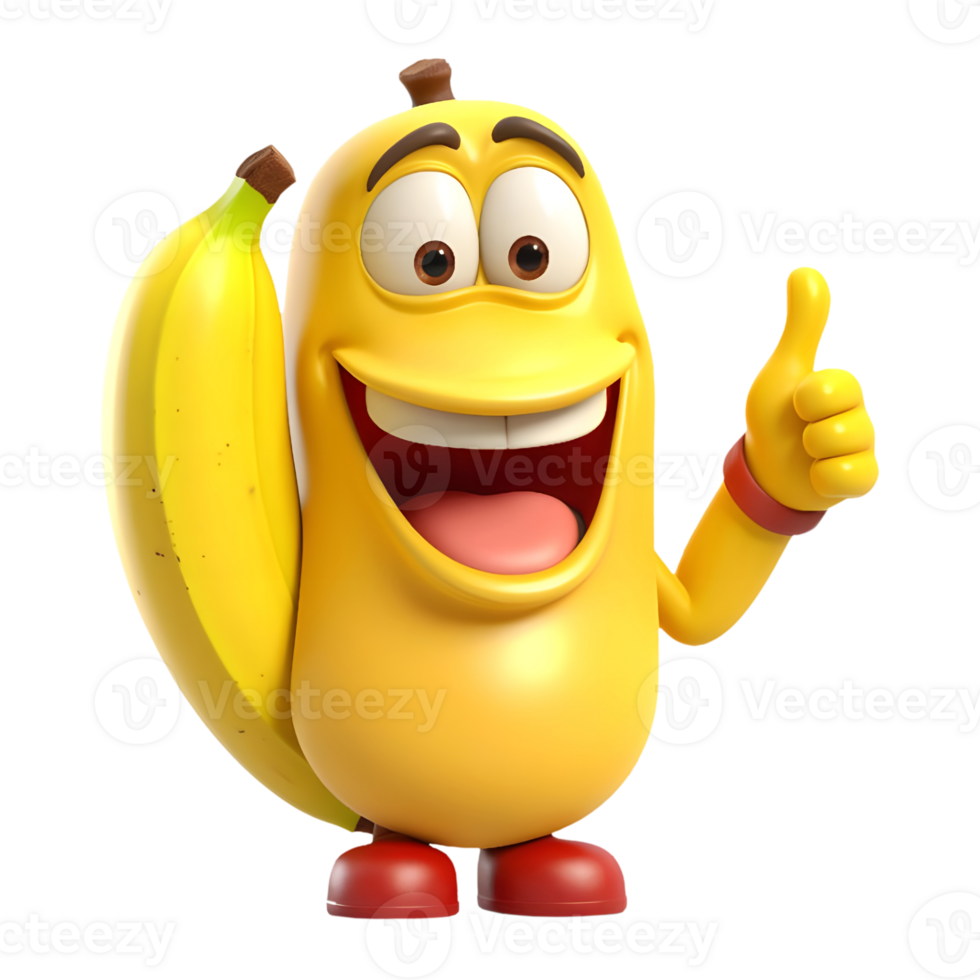 AI generated Funny Banana Cartoon on Transparent background - Ai Generated png