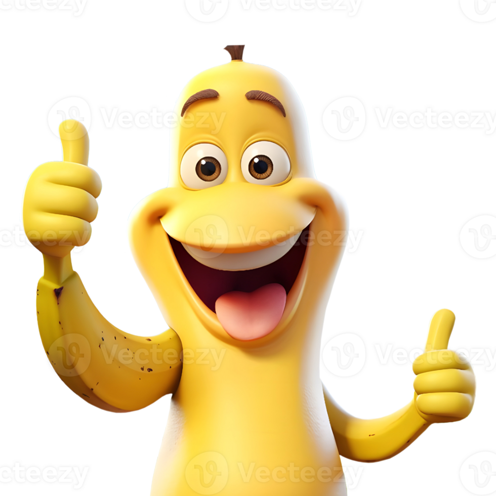 AI generated Funny Banana Cartoon on Transparent background - Ai Generated png