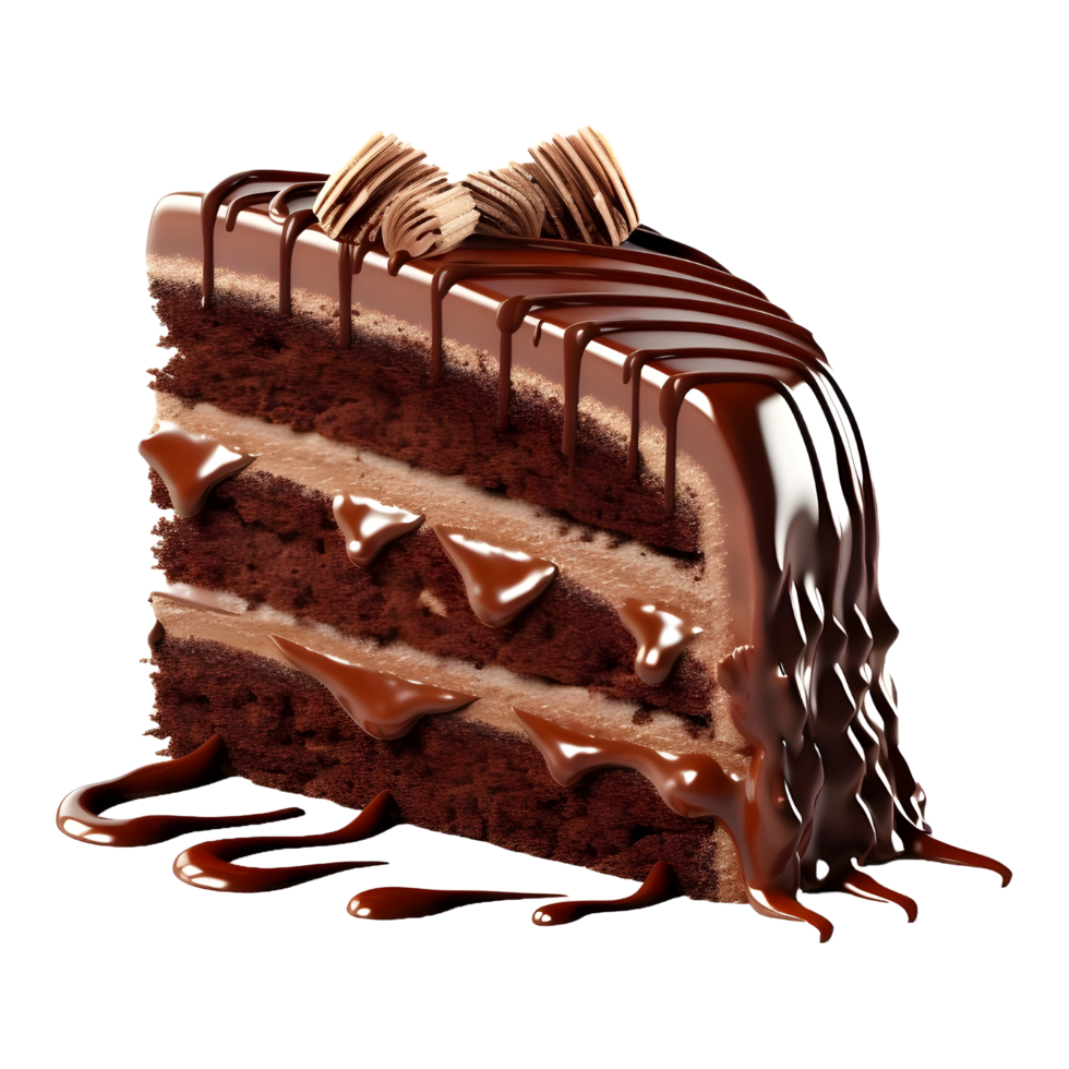 ai generado chocolate pastel rebanada en transparente antecedentes - ai generado png