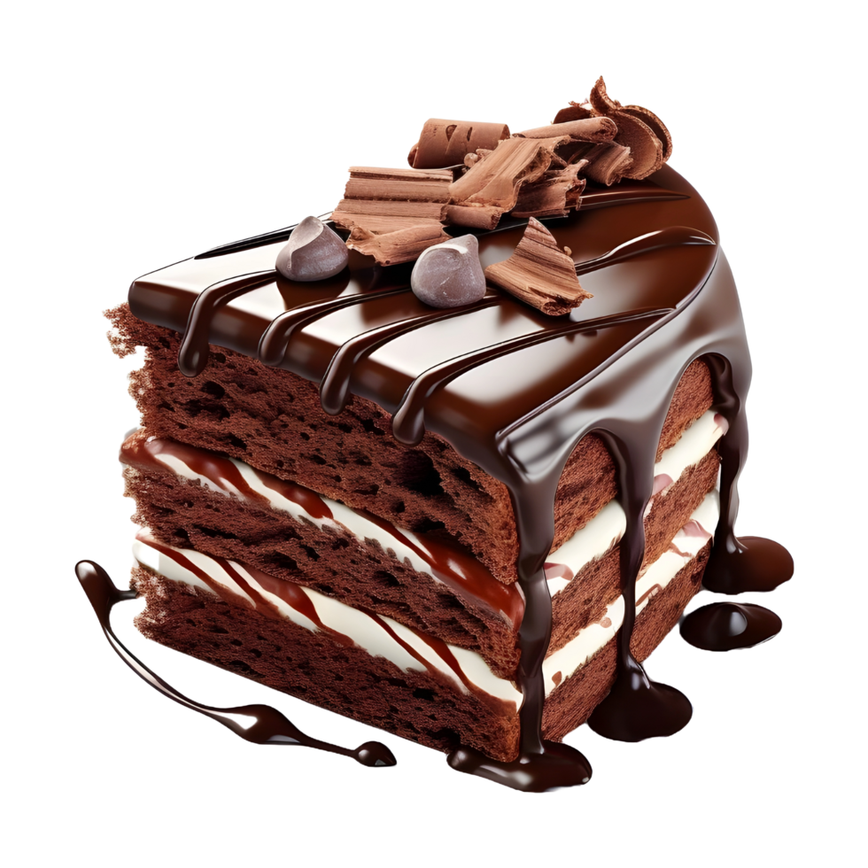 ai generado chocolate pastel rebanada en transparente antecedentes - ai generado png