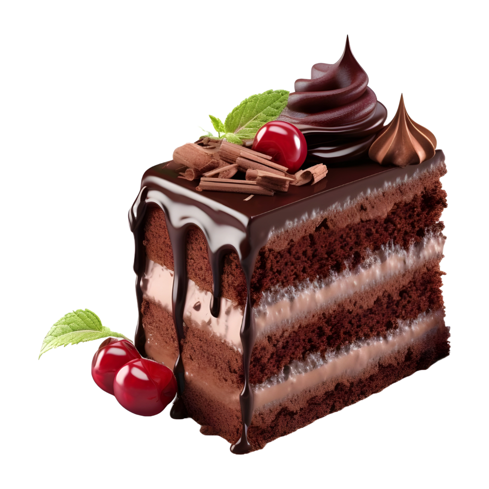 AI generated Chocolate Cake Slice on Transparent background - Ai Generated png