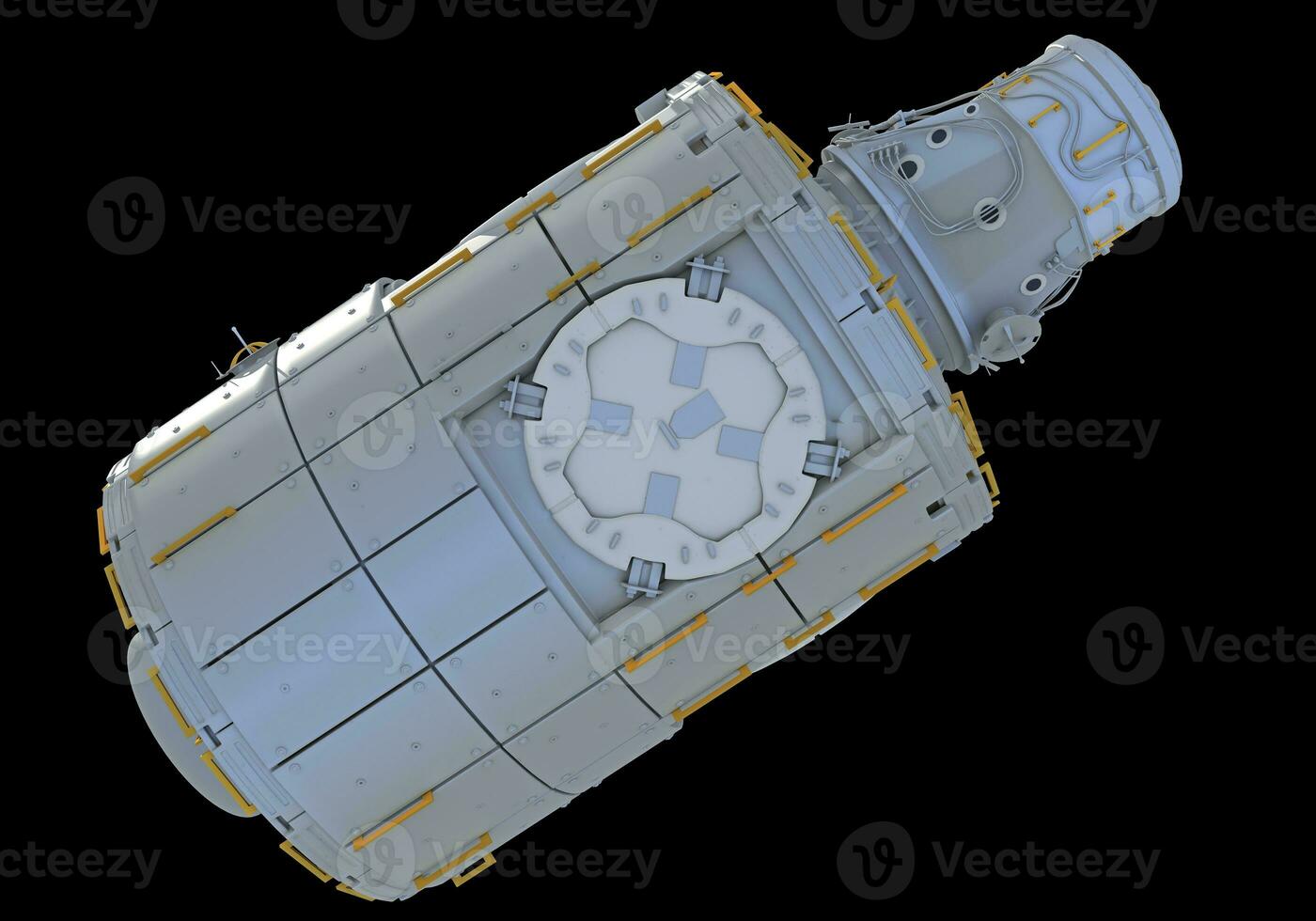 Service Module of ISS International Space Station 3D rendering on black background photo