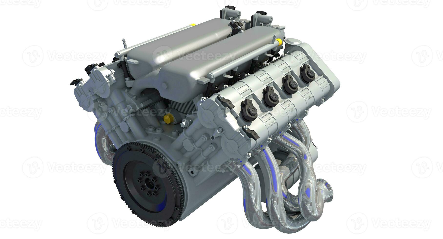 V8 Car Engine 3D rendering on white background photo