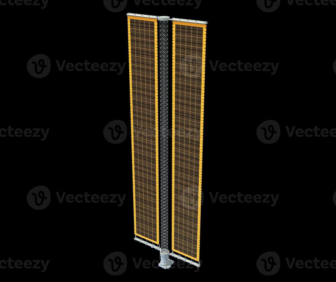 Solar Array Panel 3D rendering on black background photo