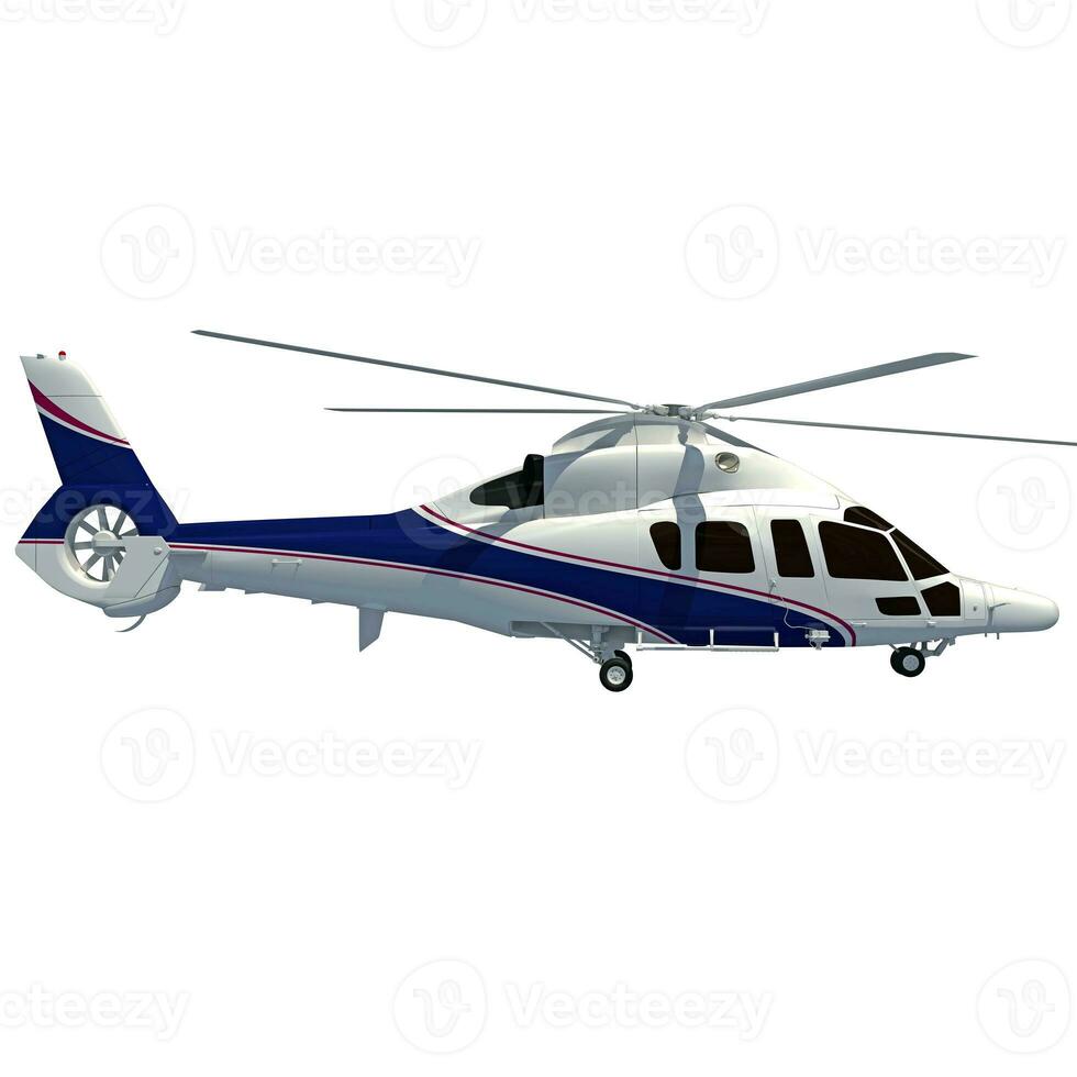 Helicopter 3D rendering on white background photo