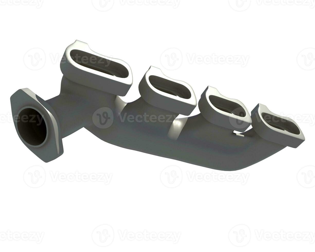 V8 Engine Exhaust Manifold 3D rendering on white background photo