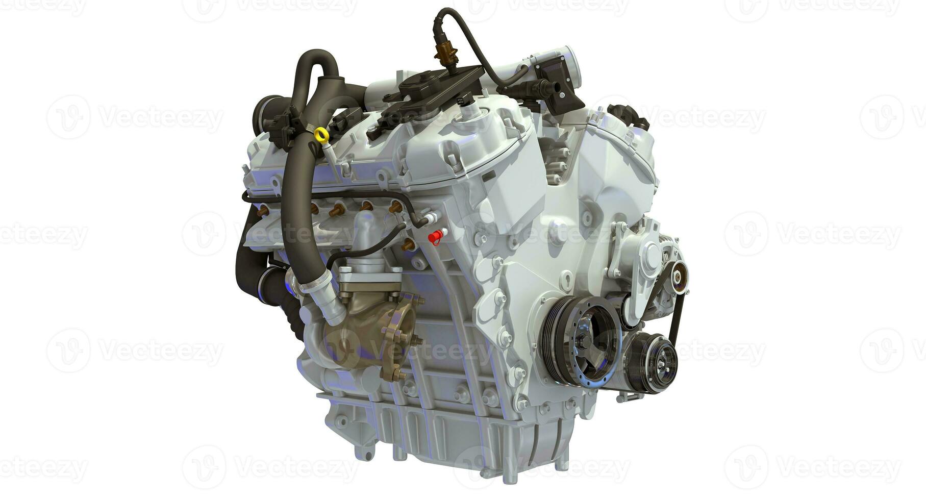 V8 Car Engine 3D rendering on white background photo