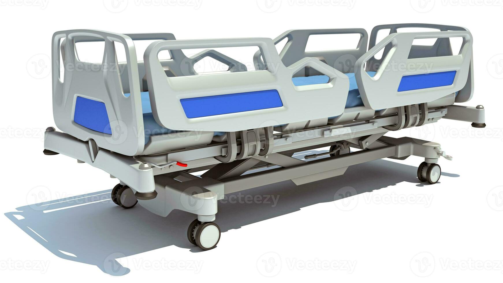 Hospital Medical Bed 3D rendering on white background photo