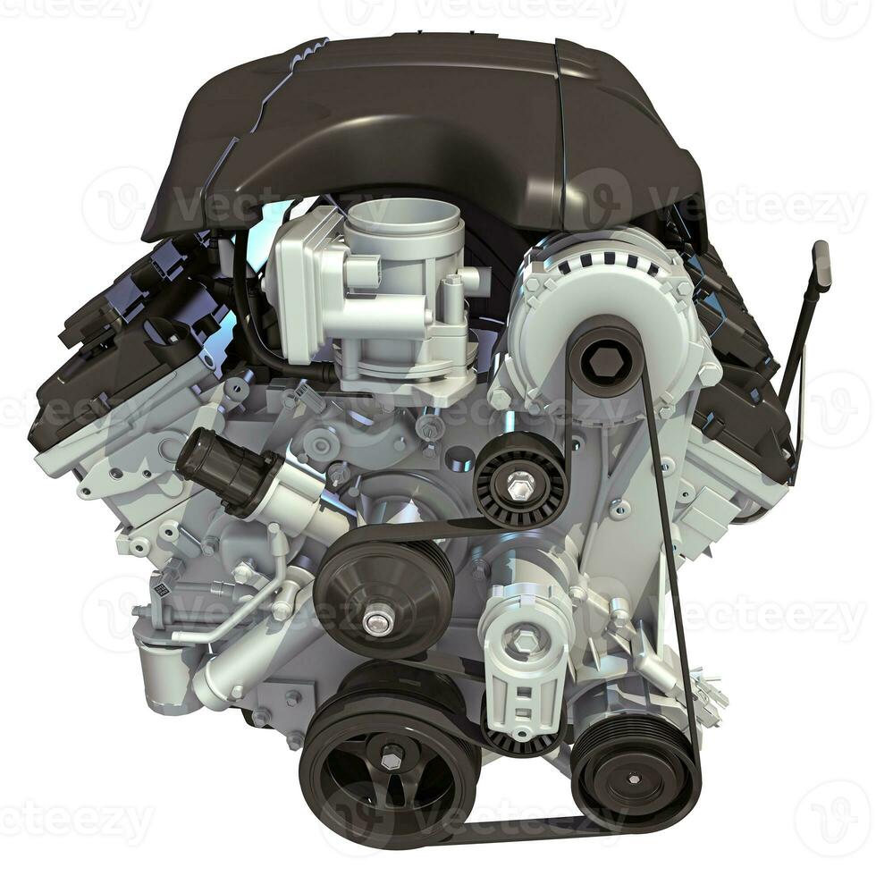 V8 Car Engine 3D rendering on white background photo
