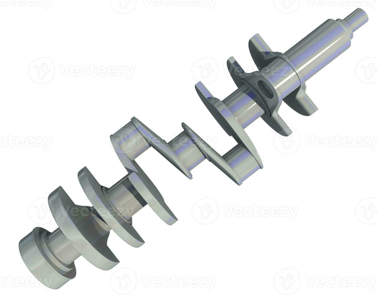 Engine Crankshaft 3D rendering on white background photo