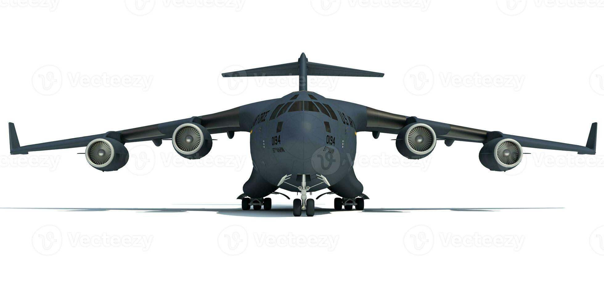 Military aircraft 3D rendering on white background photo