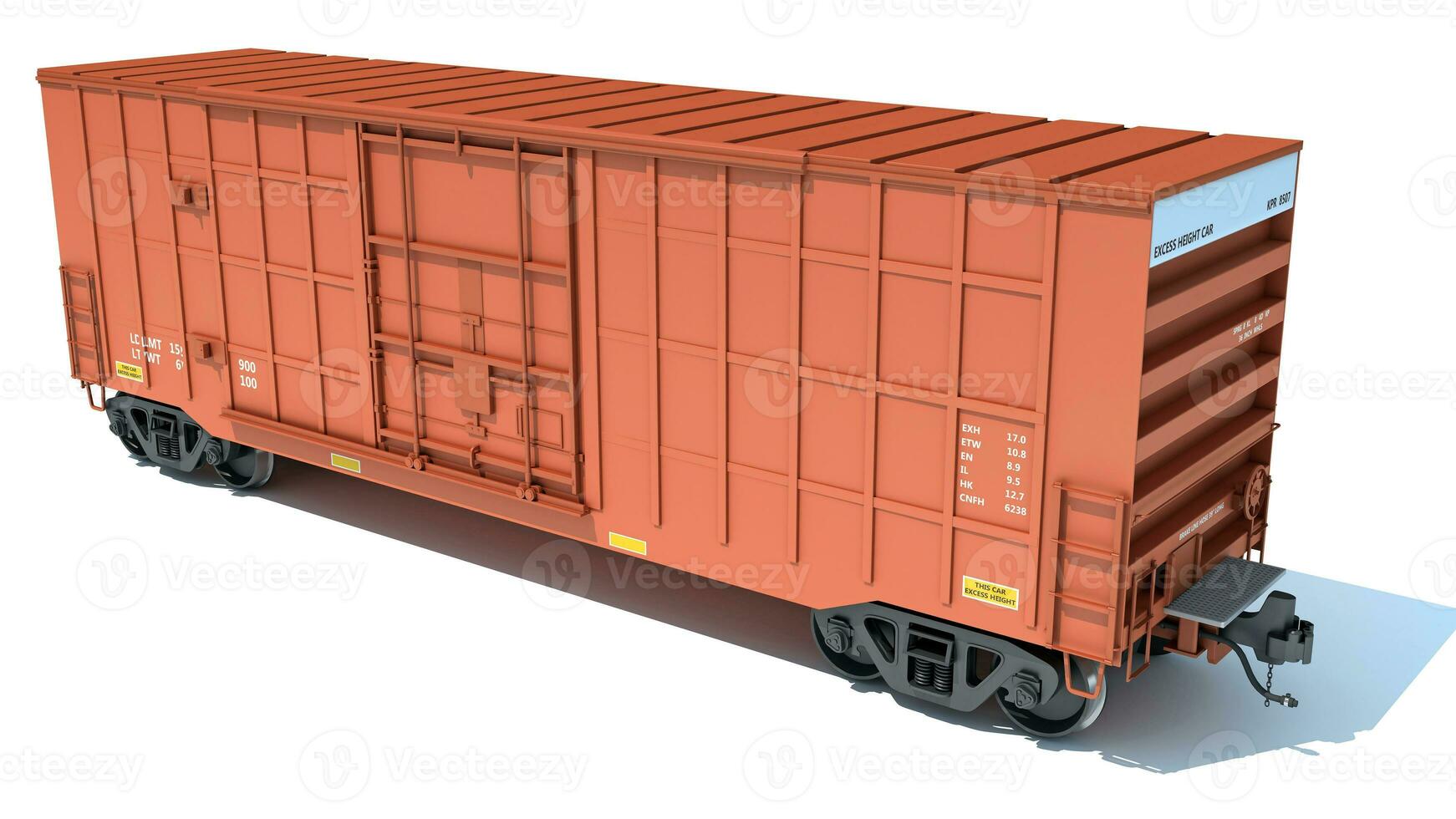 Railroad Box Car 3D rendering on white background photo