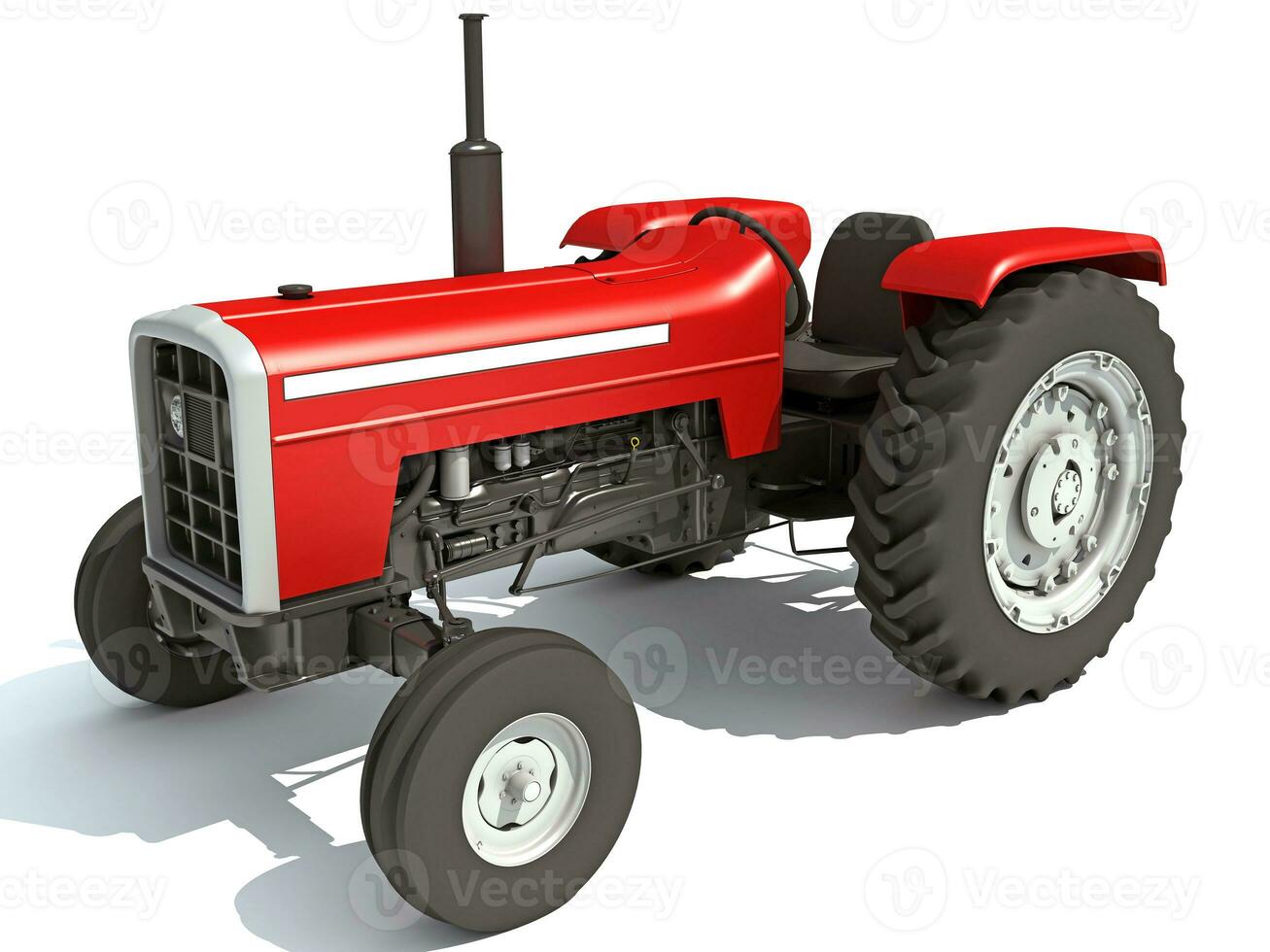 antiguo granja tractor 3d representación en blanco antecedentes foto