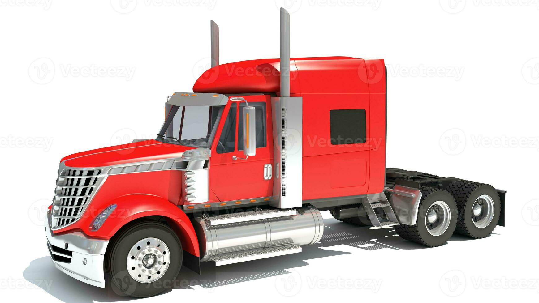 Generic Semi Truck 3D rendering on white background photo