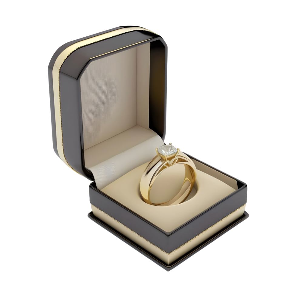 AI generated Couple Engagement Ring in a Box on Transparent background - Ai Generated png