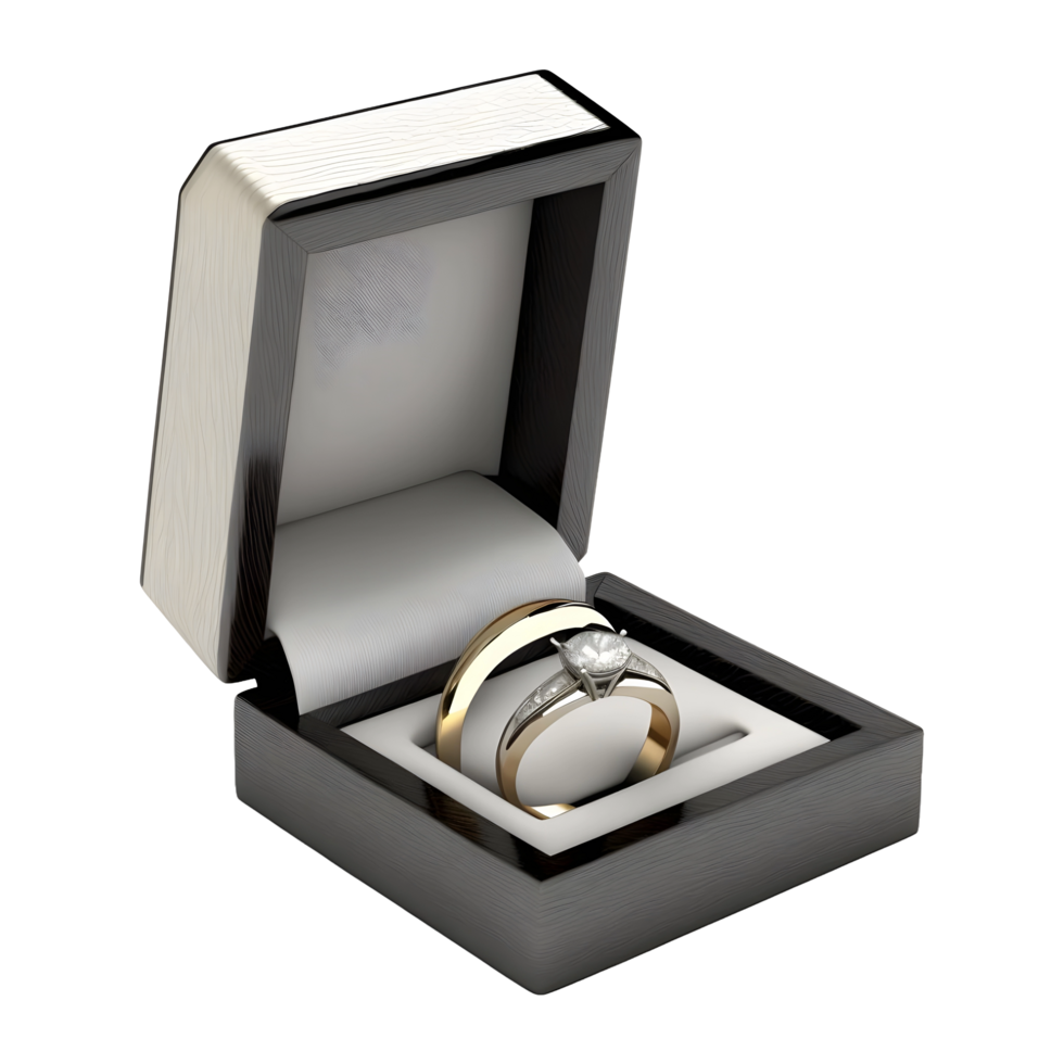 AI generated Couple Engagement Ring in a Box on Transparent background - Ai Generated png