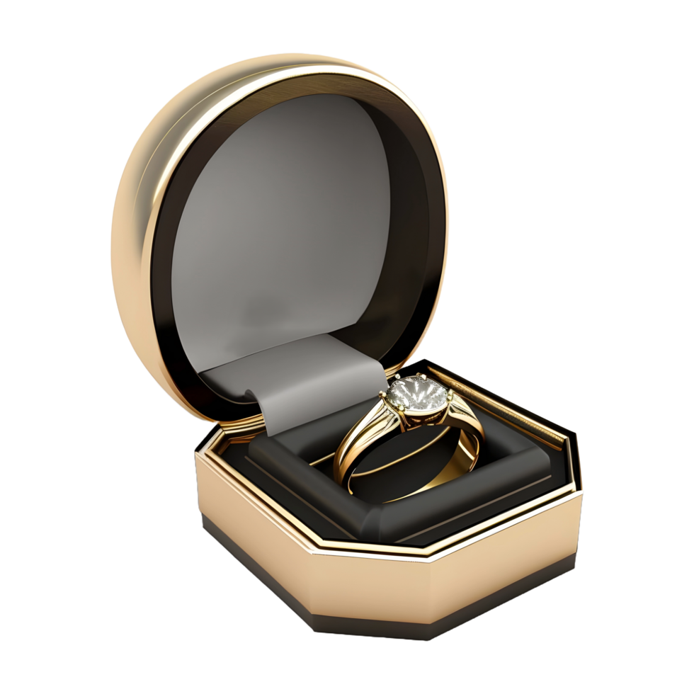 AI generated Couple Engagement Ring in a Box on Transparent background - Ai Generated png