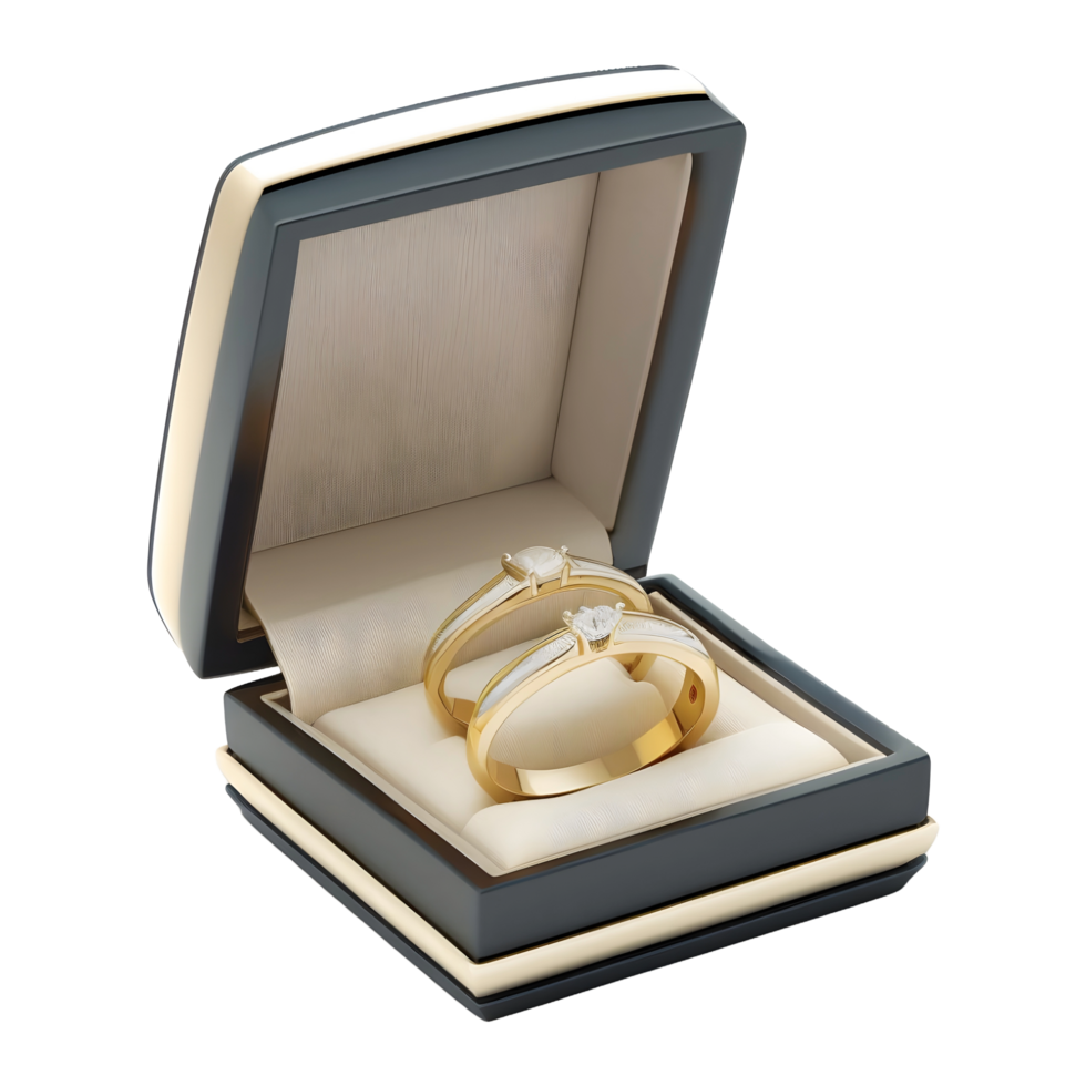 AI generated Couple Engagement Ring in a Box on Transparent background - Ai Generated png