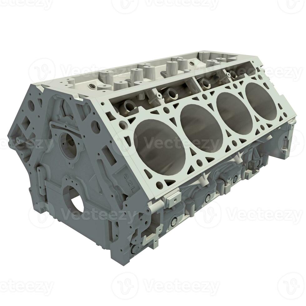 V8 Engine Block 3D rendering on white background photo