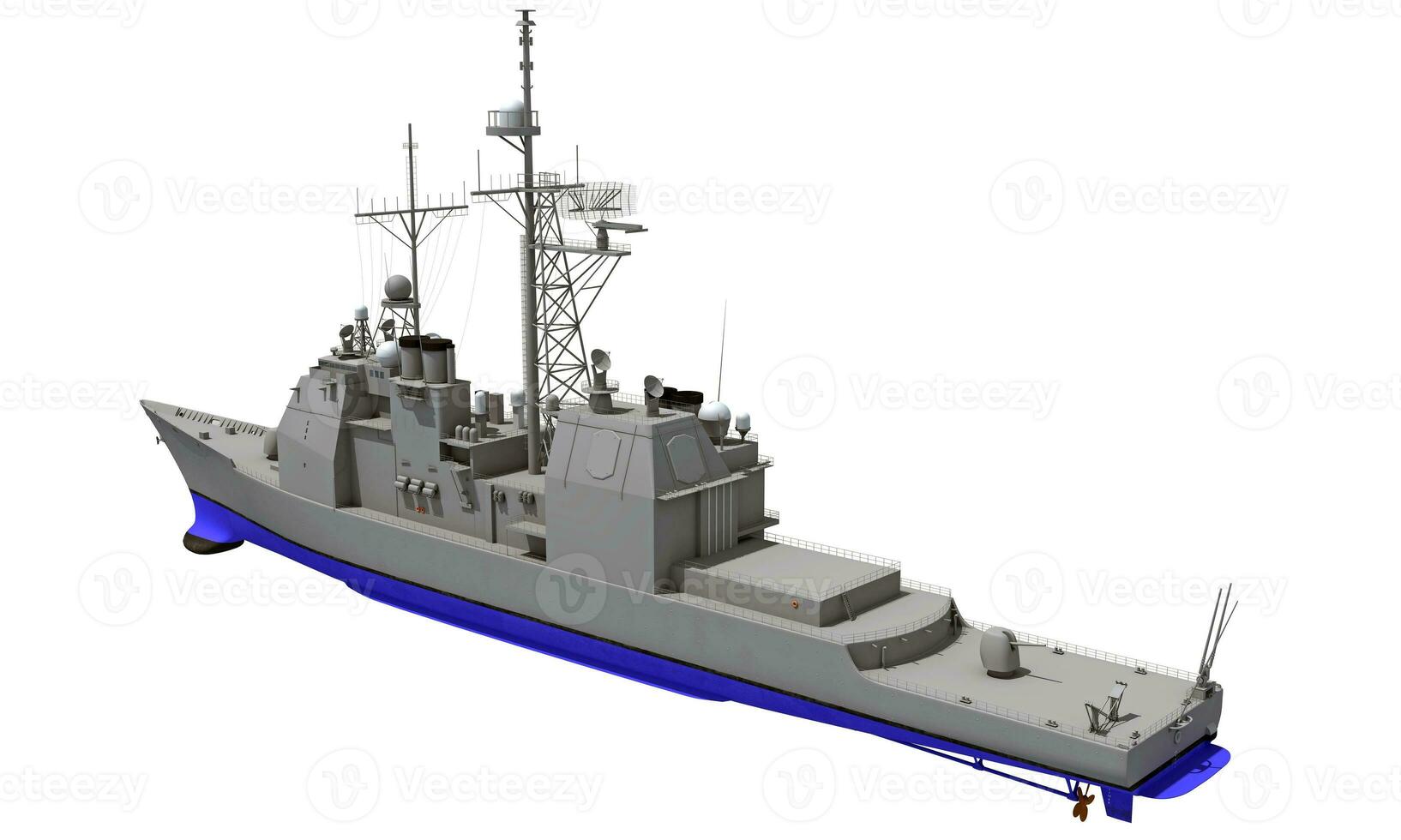 Military Vessel Missile Cruiser warship 3D rendering on white background photo