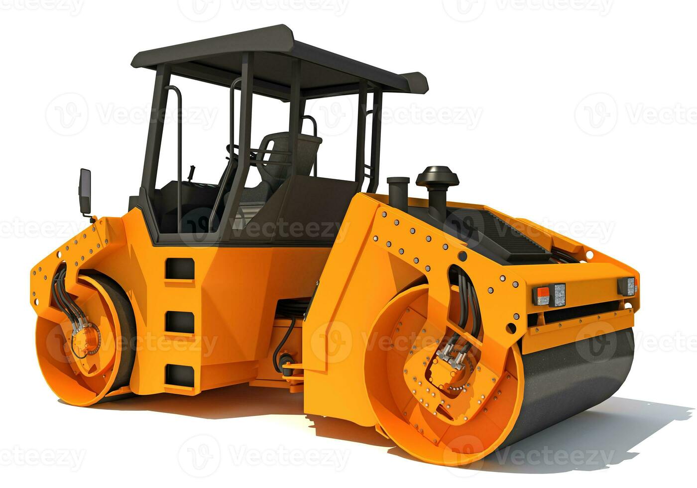 Asphalt Road Roller heavy construction machinery 3D rendering on white background photo