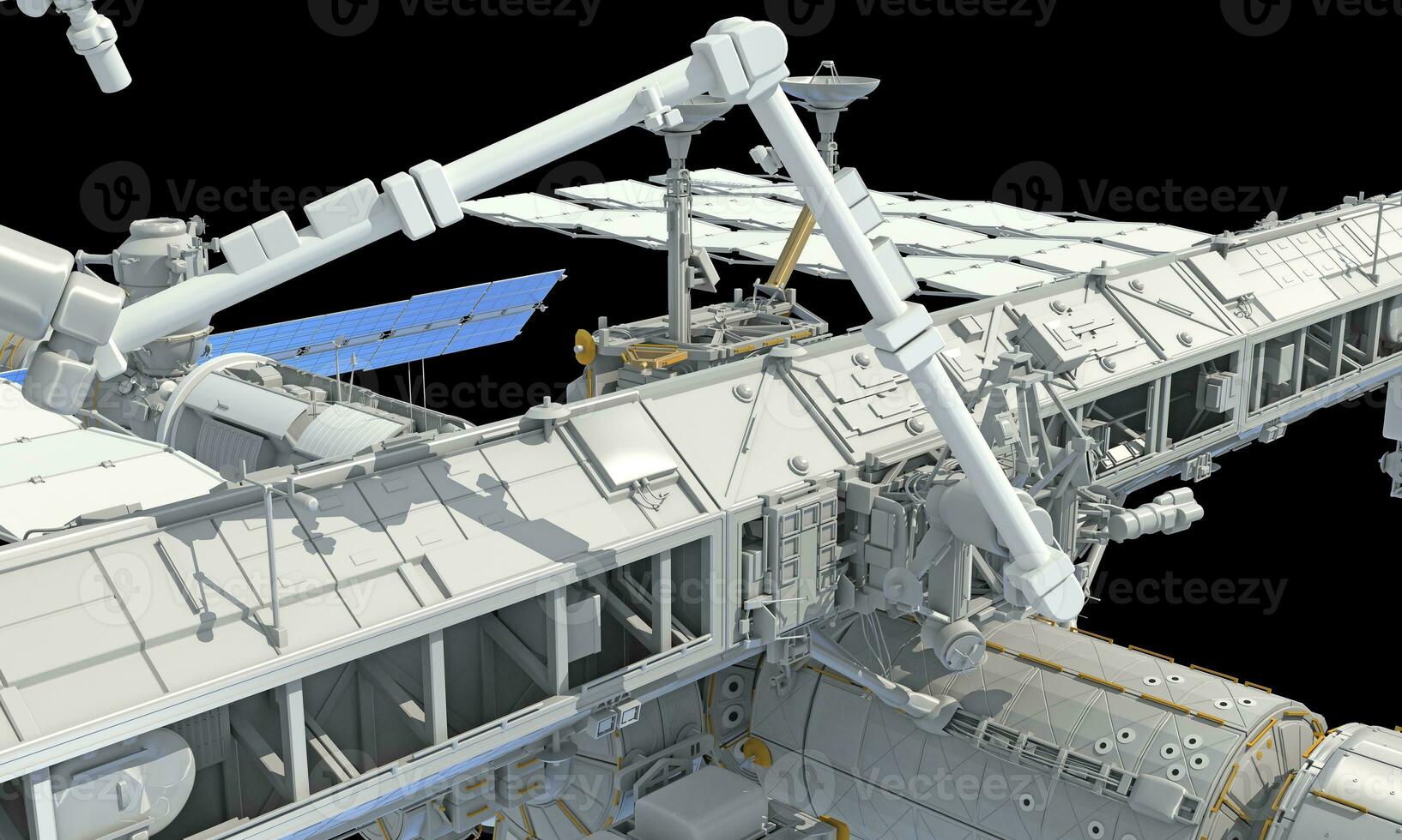International Space Station ISS 3D rendering on black background photo