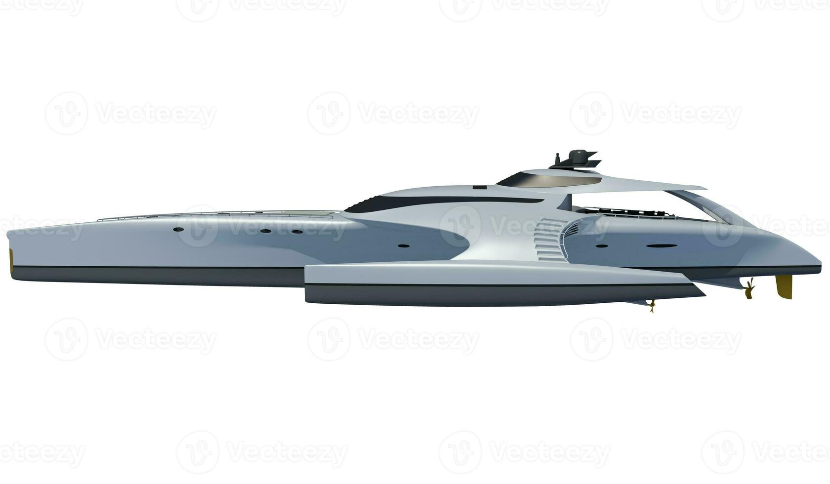 Luxury motor yacht 3D rendering on white background photo