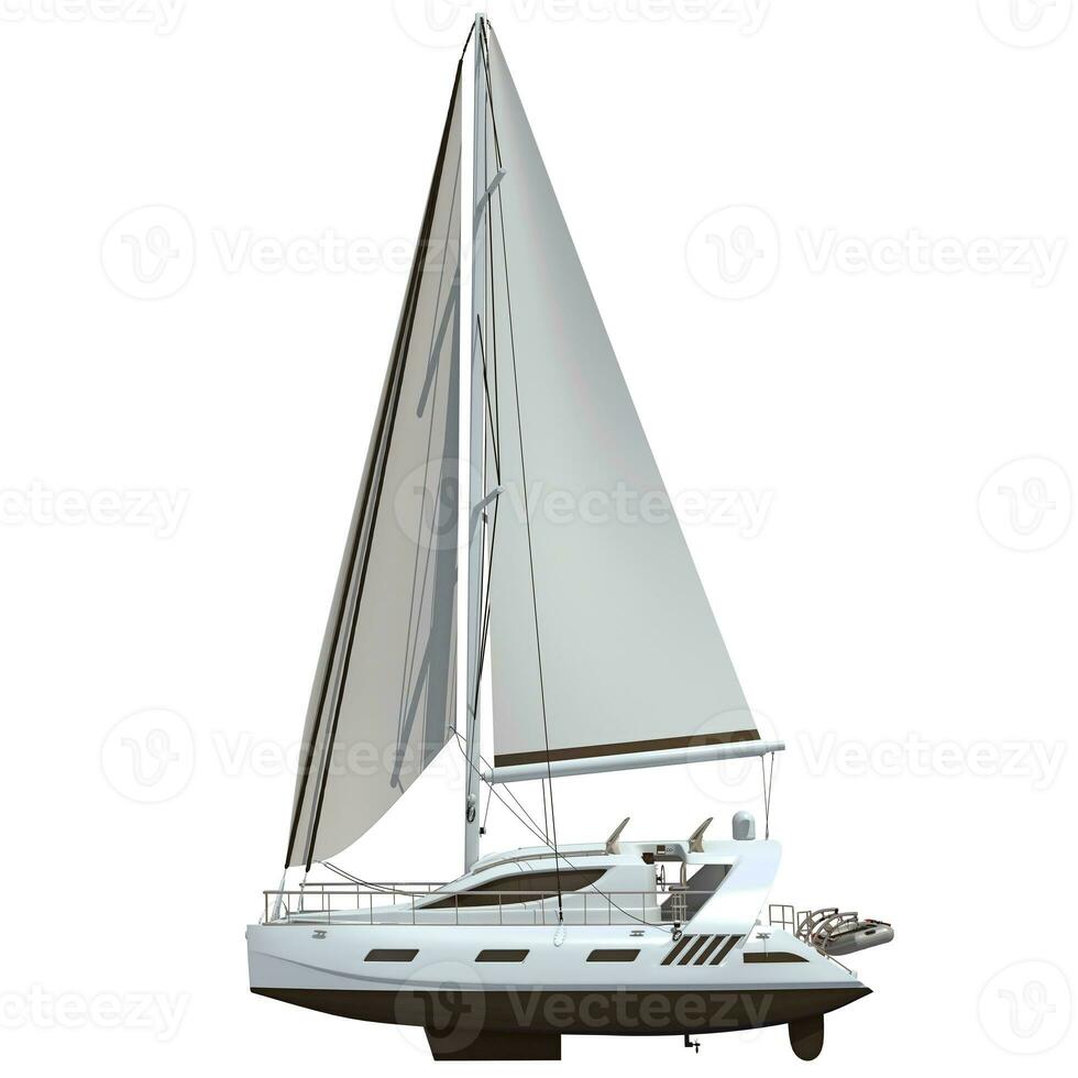 3D rendering of Sailing Yacht on white background photo